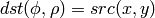 dst( \phi , \rho ) = src(x,y)