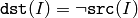 \texttt{dst} (I) = \neg \texttt{src} (I)